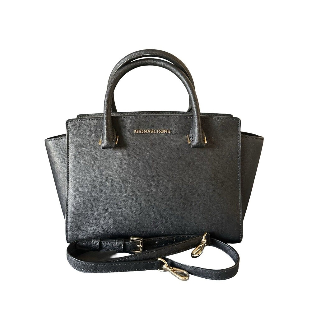 Michael Kors Black Saffiano Leather Large Selma Satchel